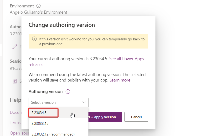 change authorin version image